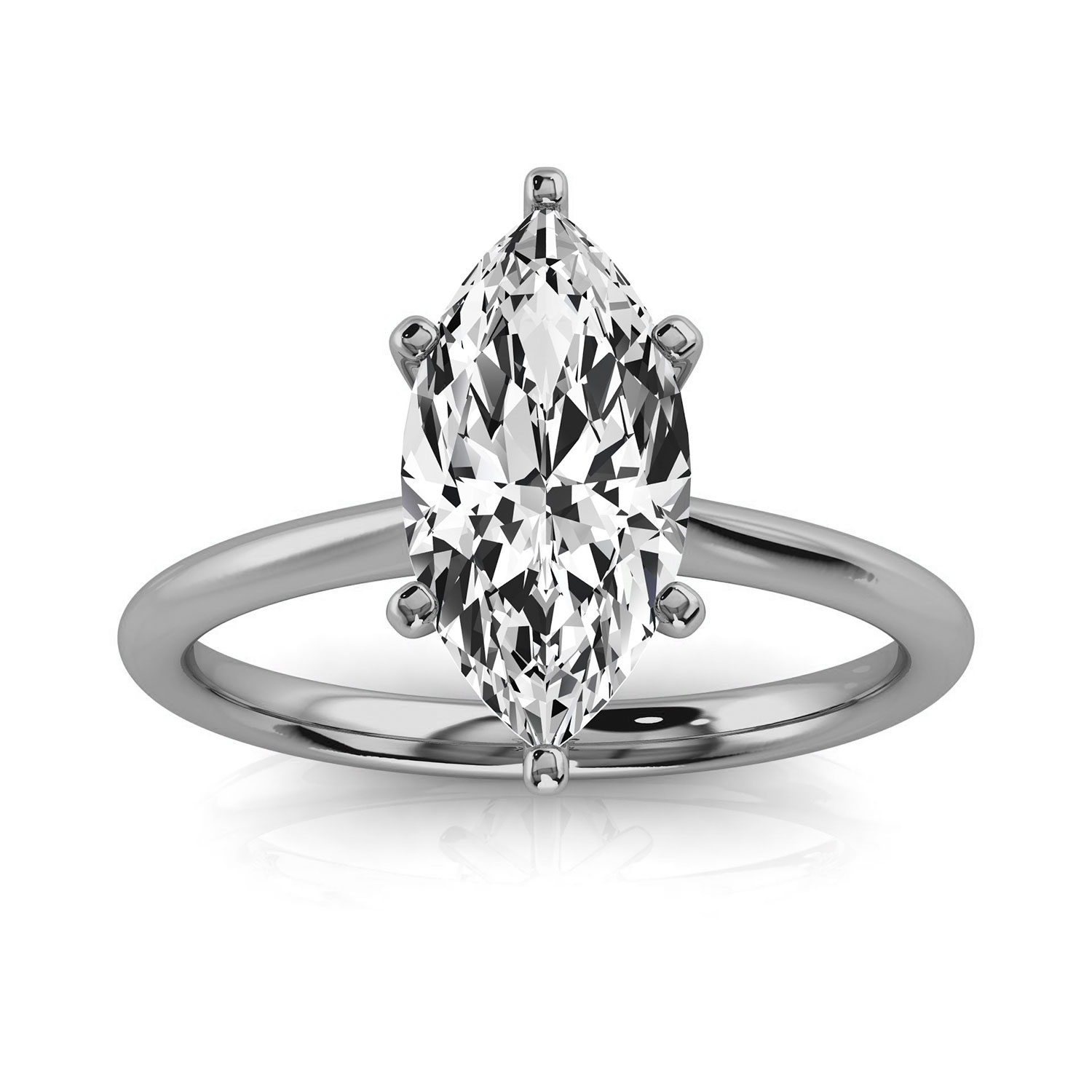 14K White Gold Reli 2 MM Solitaire Ring